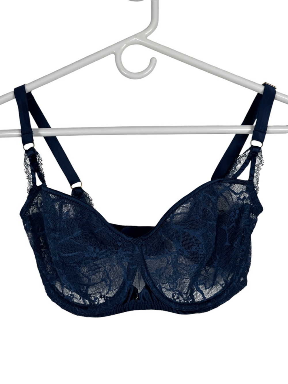 Chantelle Segur Lace Demi Bra, Navy Blue, Size 32DDD